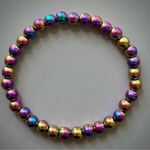 Multi Colored Hematite Handcrafted Bead Bracelet